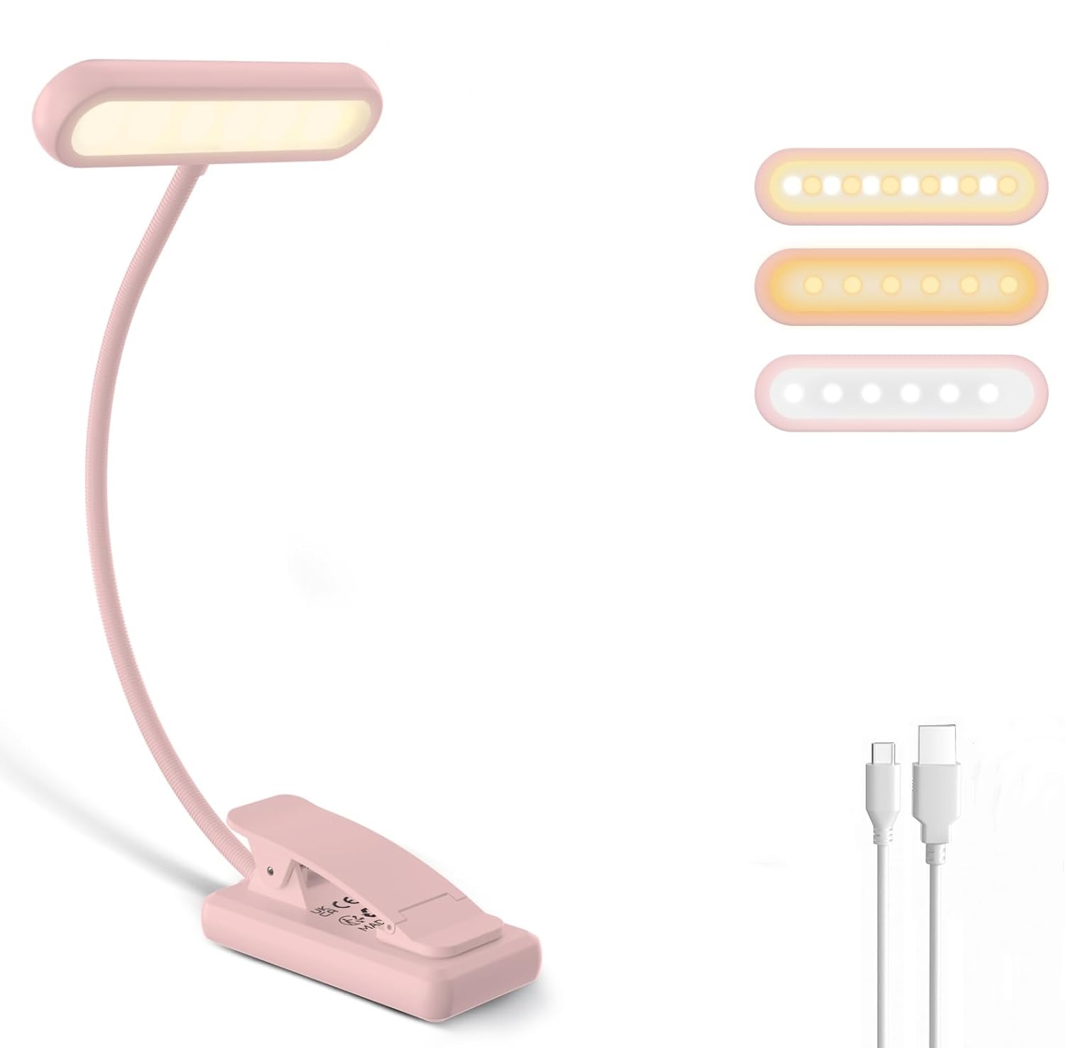 Desk Setup Lamp - Lampada da Lettura con Clip Nera/Bianca/Rosa,