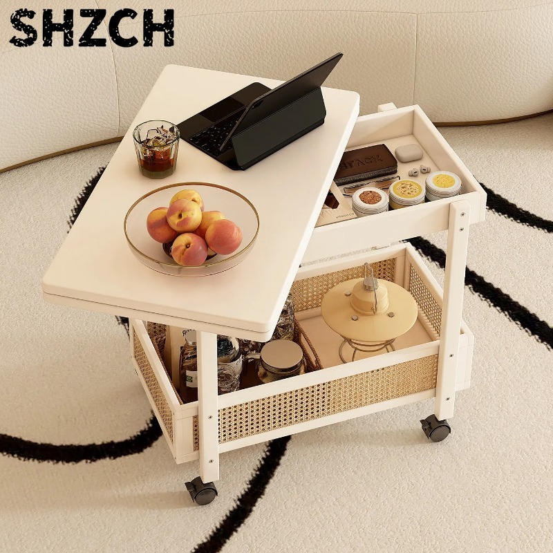 Desk Setup Minimalist - Scrivania Pieghevole in Bambù con Carrello